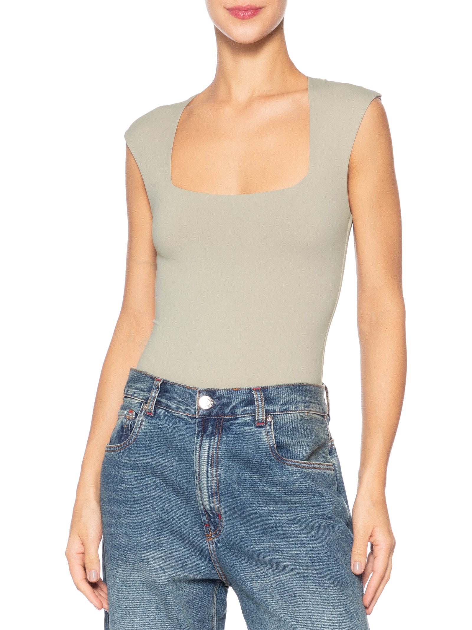 Body Feminino Decote Reto Bege '2Essential