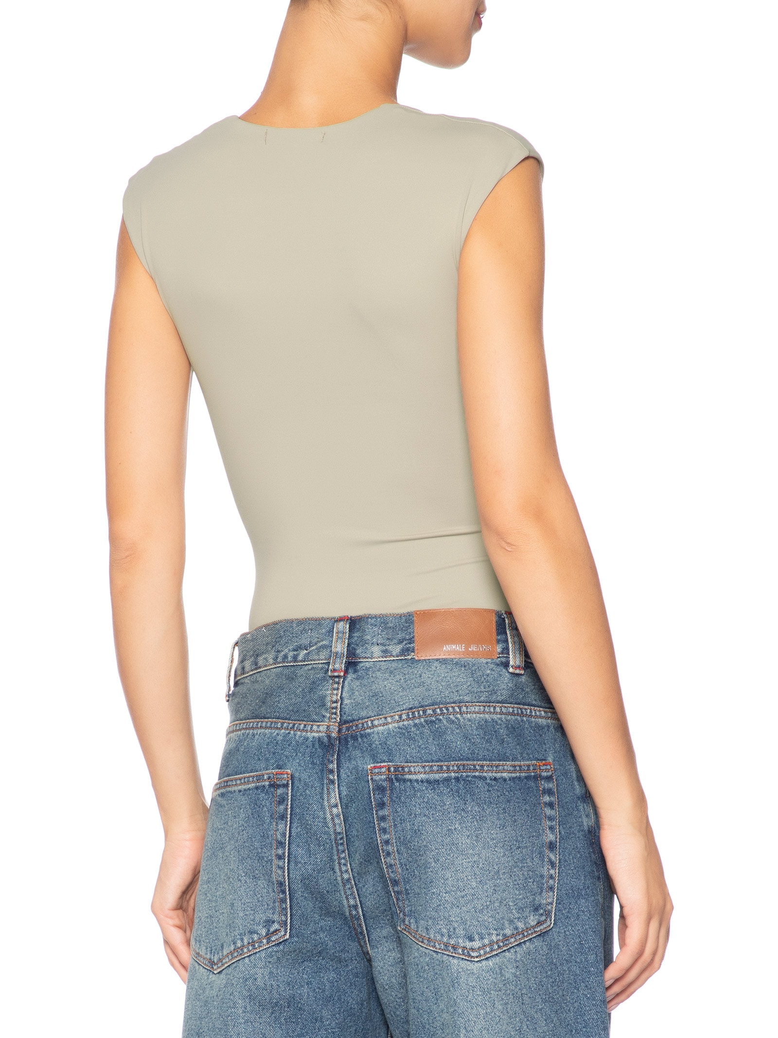 Body Feminino Decote Reto Bege '2Essential