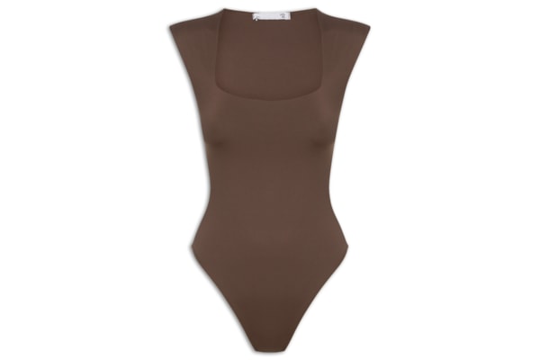 Body Feminino Decote Reto - Marrom