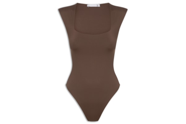 Body Feminino Decote Reto - Marrom