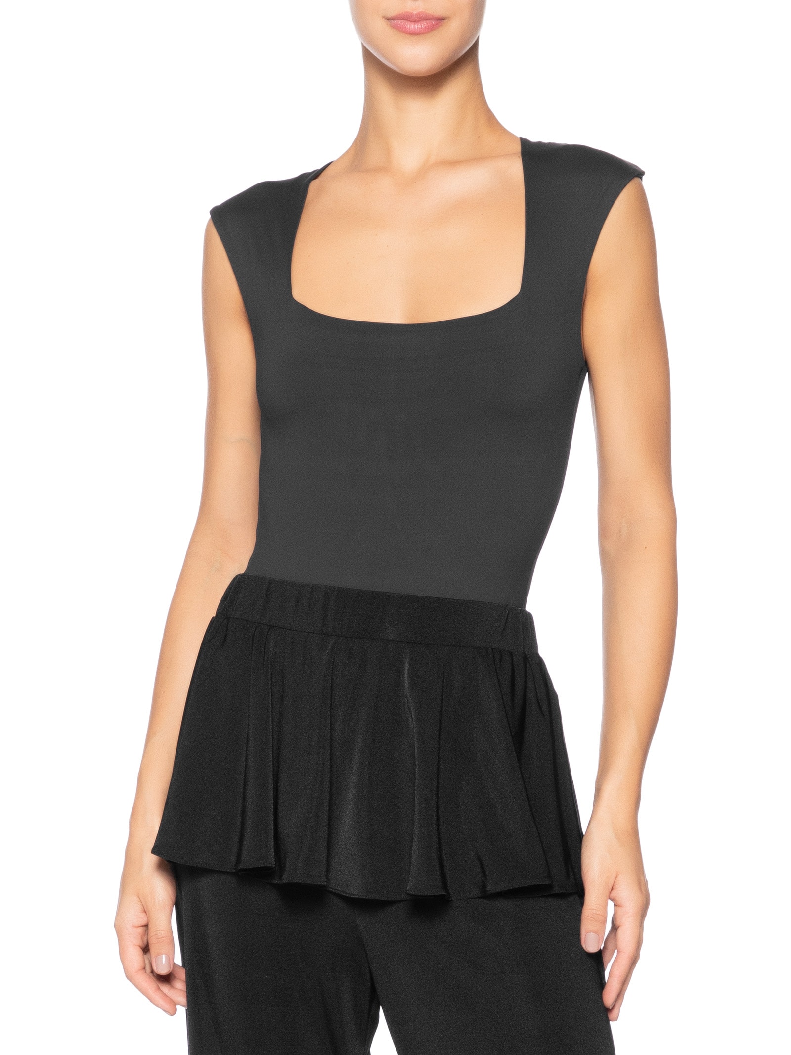 Body Feminino Decote Reto Preto '2Essential