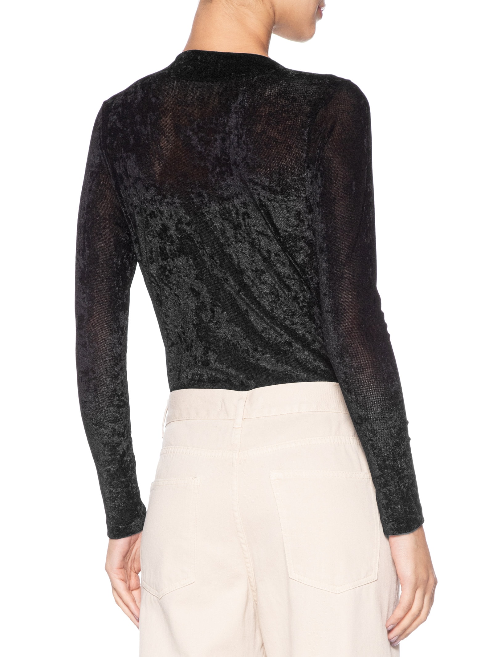 Body Feminino Decote V Tule Preto Maria Filó