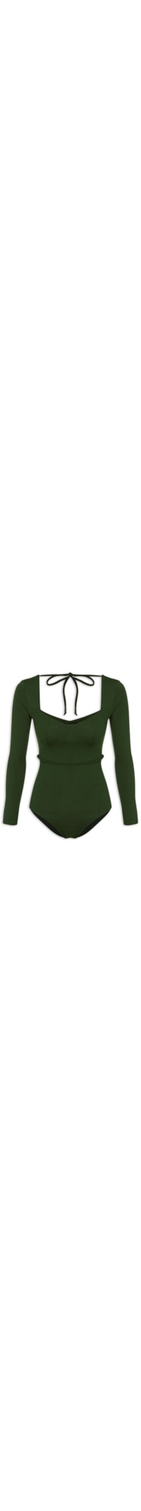 Body Feminino Em Decote Princesa Em Malha - Verde