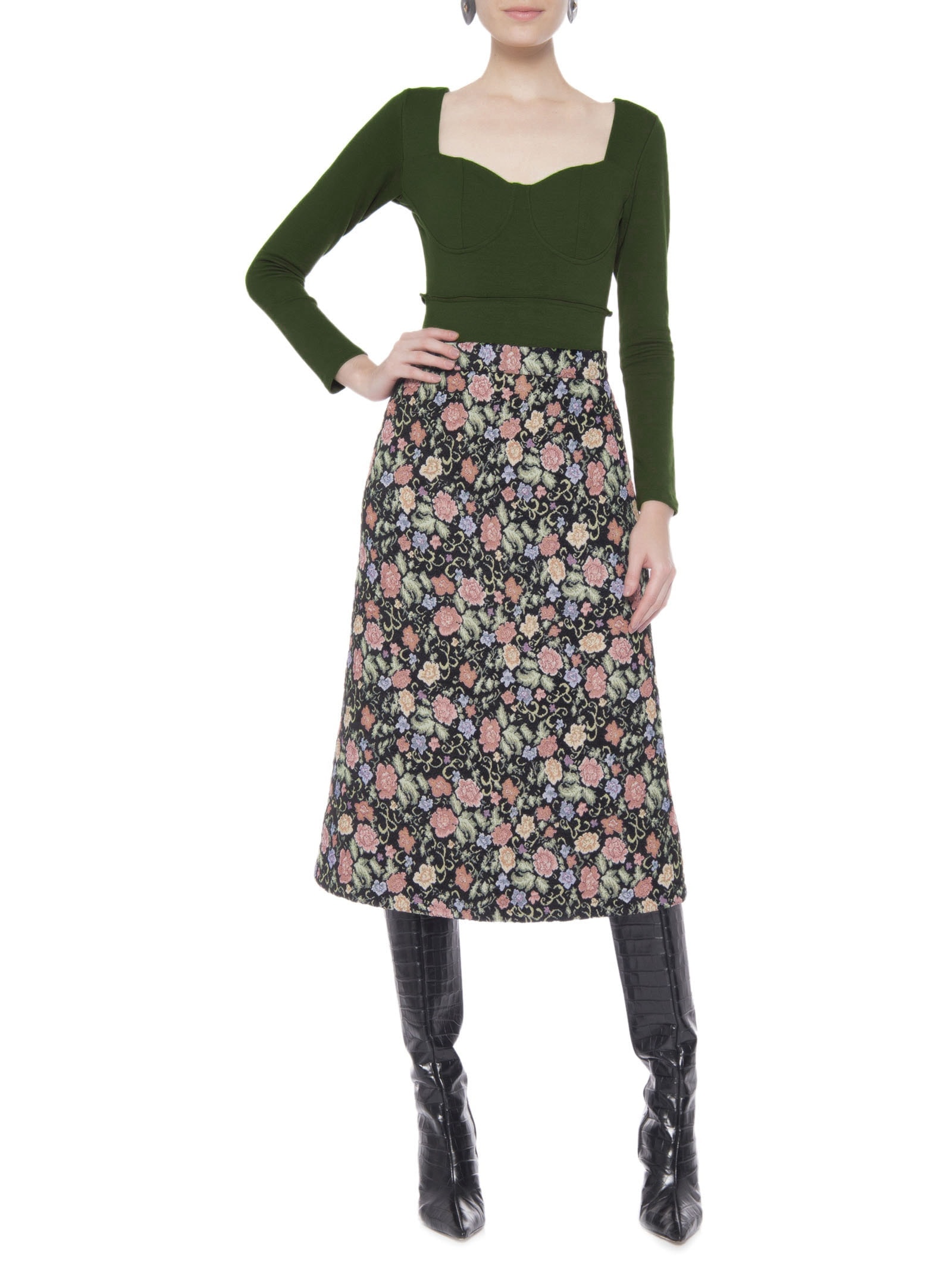 Body Feminino Em Decote Princesa Em Malha Verde '2Essential