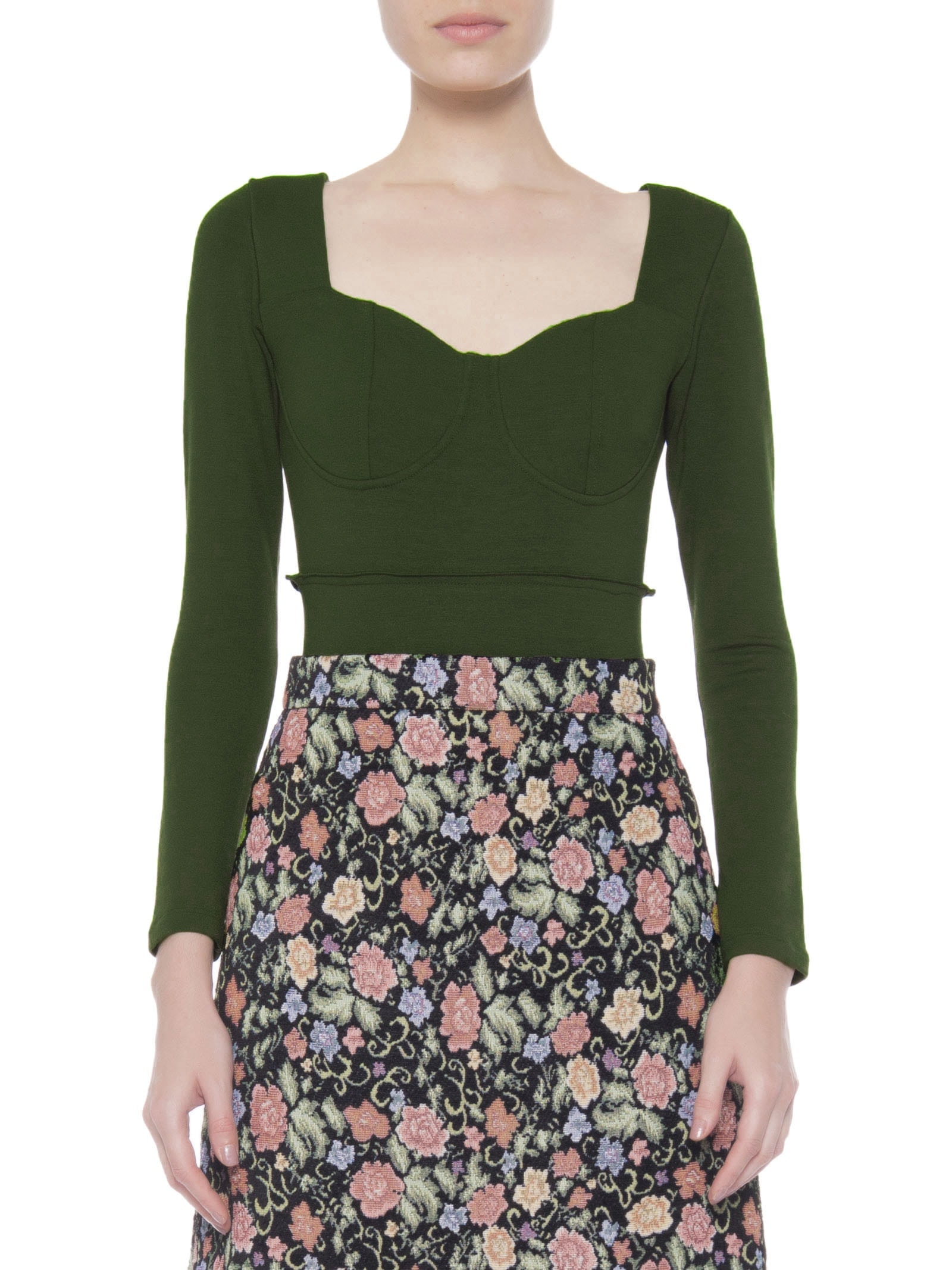 Body Feminino Em Decote Princesa Em Malha Verde '2Essential