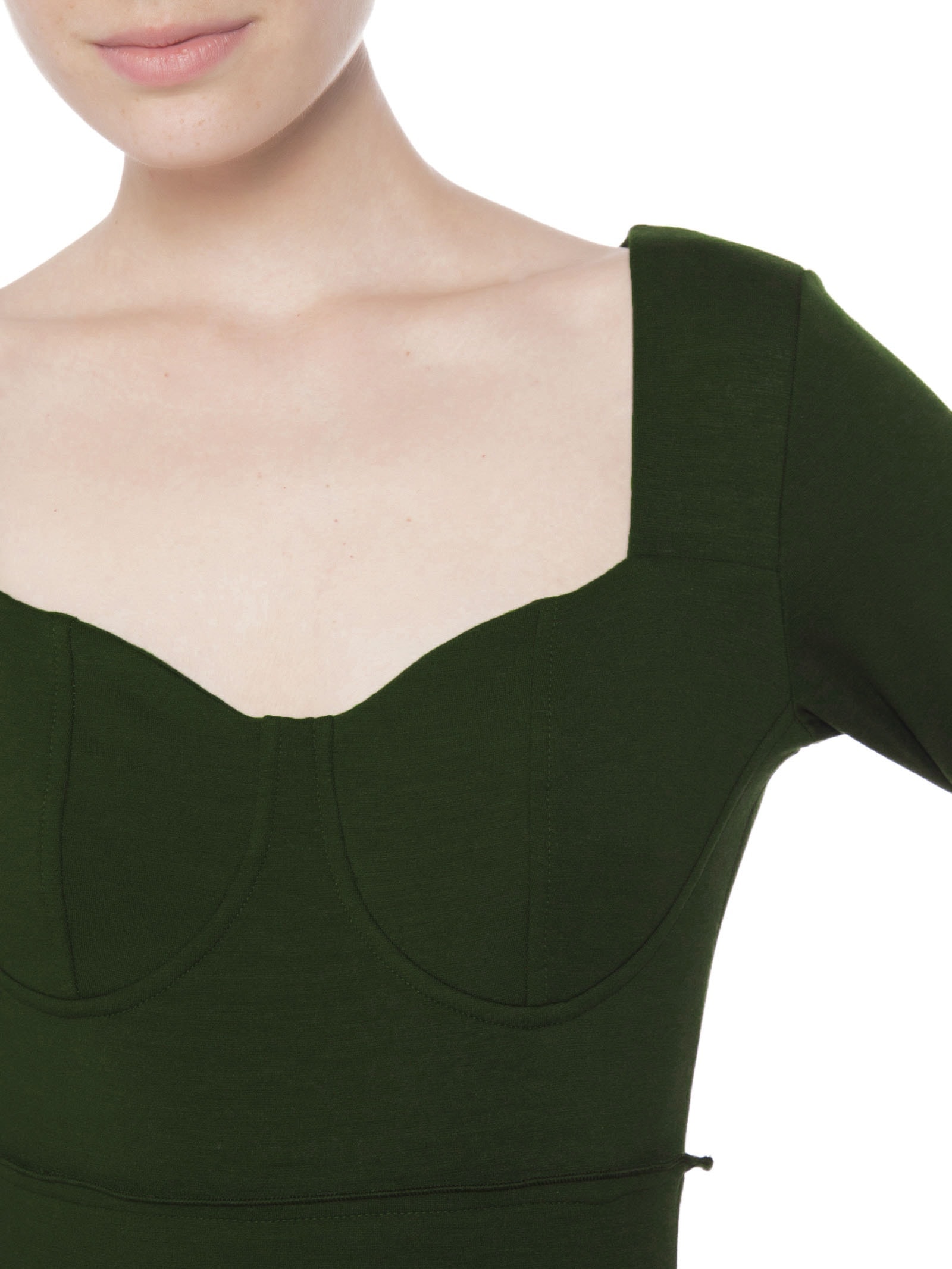 Body Feminino Em Decote Princesa Em Malha Verde '2Essential