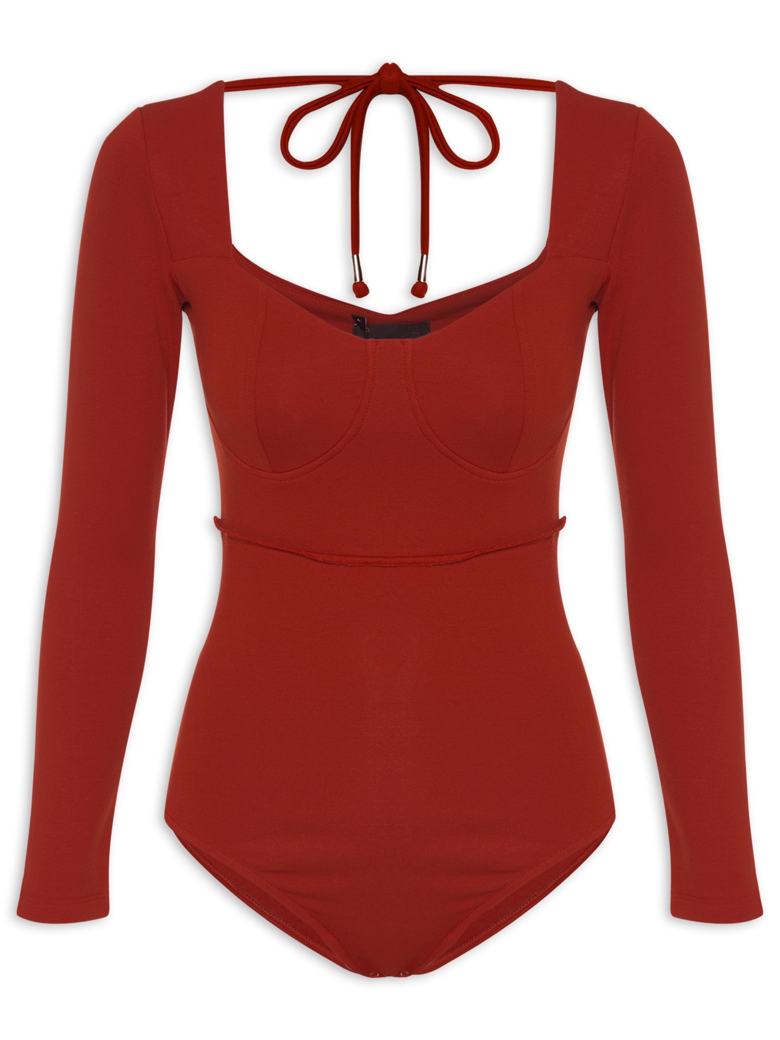 Body Feminino Em Decote Princesa Em Malha Vermelho '2Essential