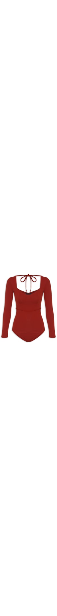 Body Feminino Em Decote Princesa Em Malha - Vermelho
