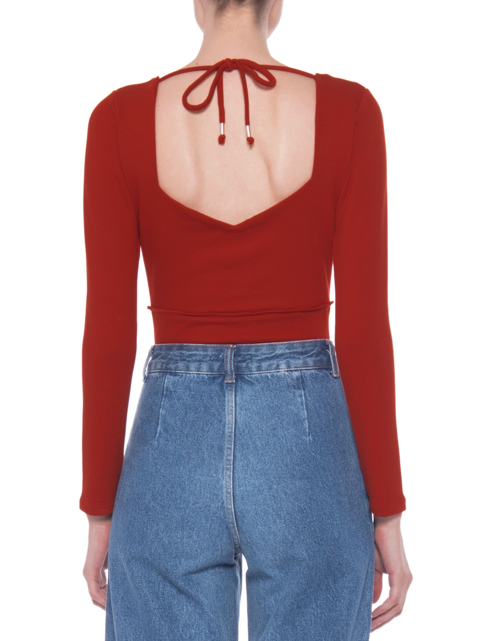 Body Feminino Em Decote Princesa Em Malha Vermelho '2Essential