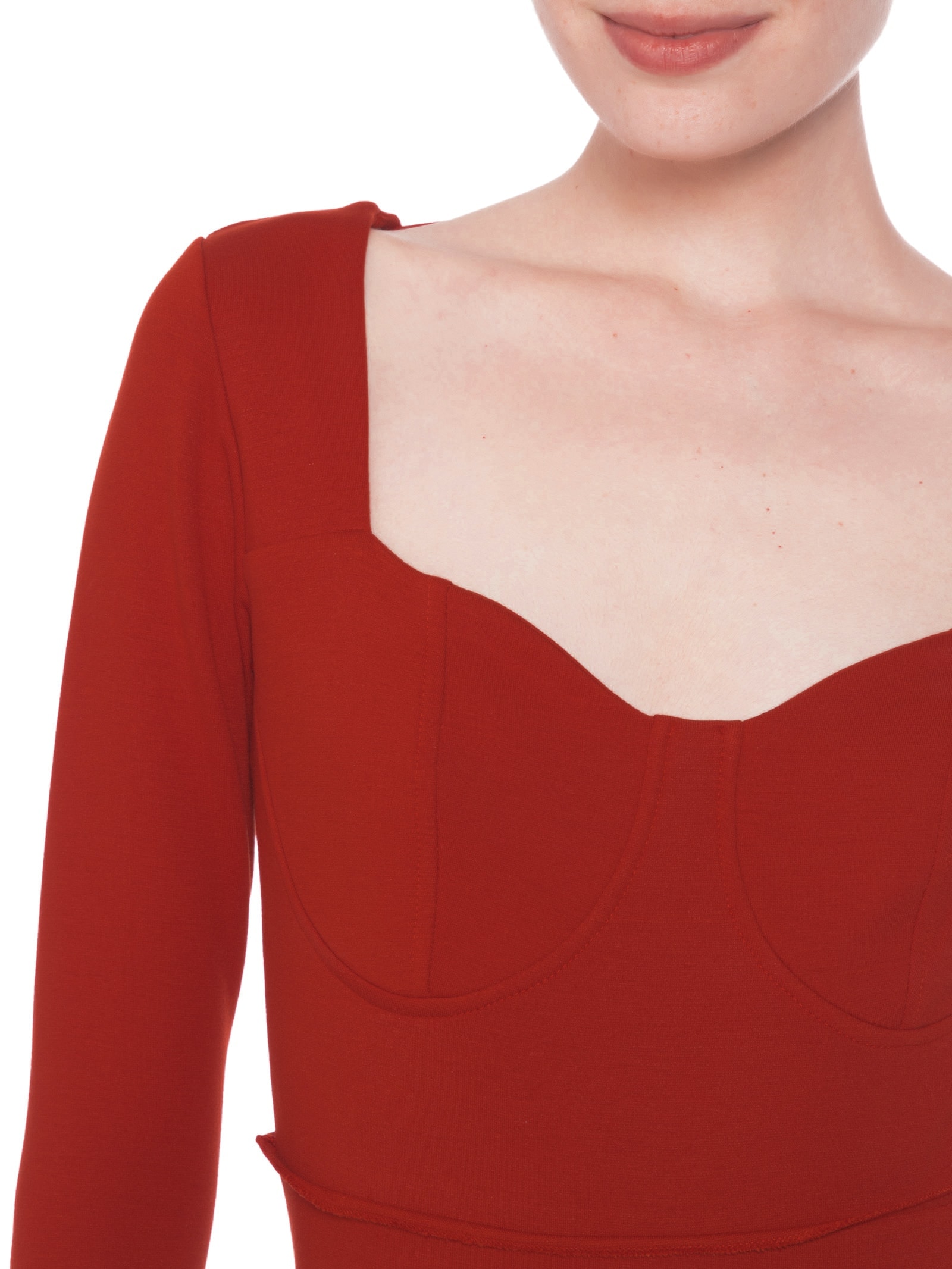 Body Feminino Em Decote Princesa Em Malha Vermelho '2Essential