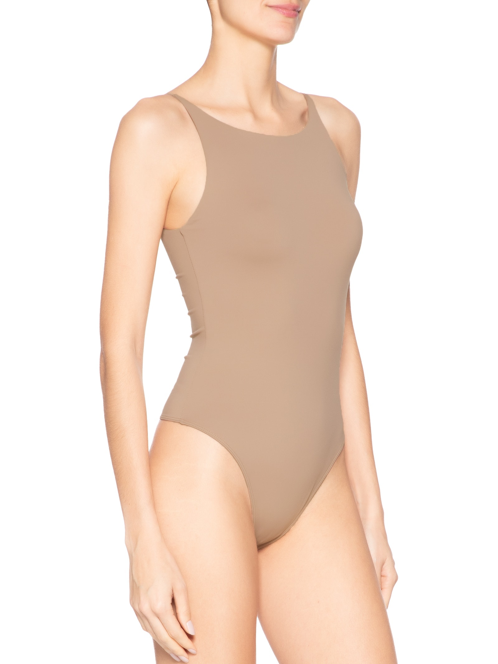 Body Feminino Em Malha Bege Market 33