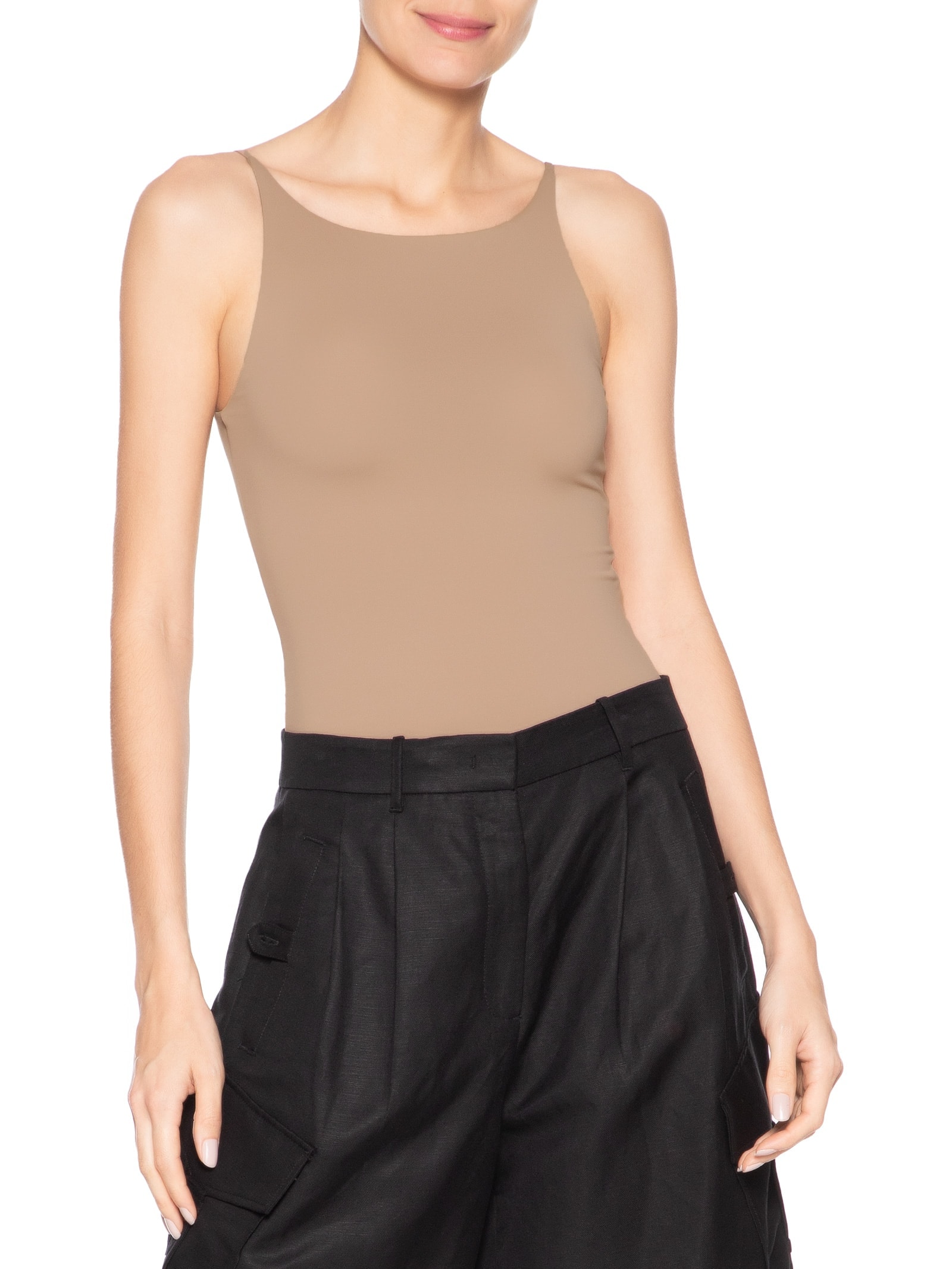 Body Feminino Em Malha Bege Market 33