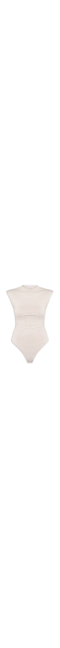 Body Feminino Em Malha Com Drapeados Laterais - Bege