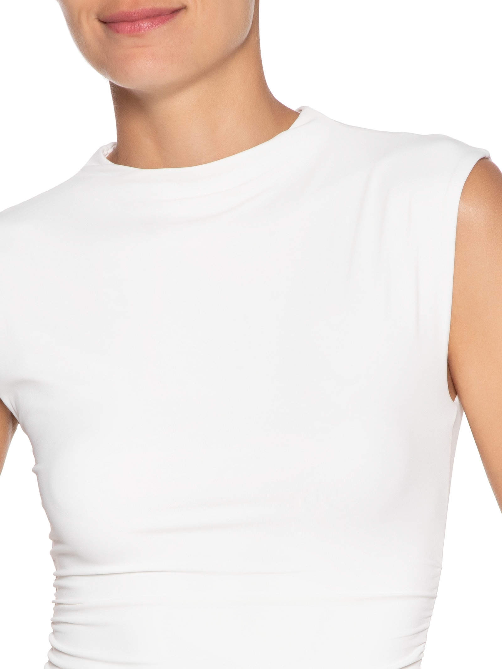 Body Feminino Em Malha Com Drapeados Laterais Off White Market 33