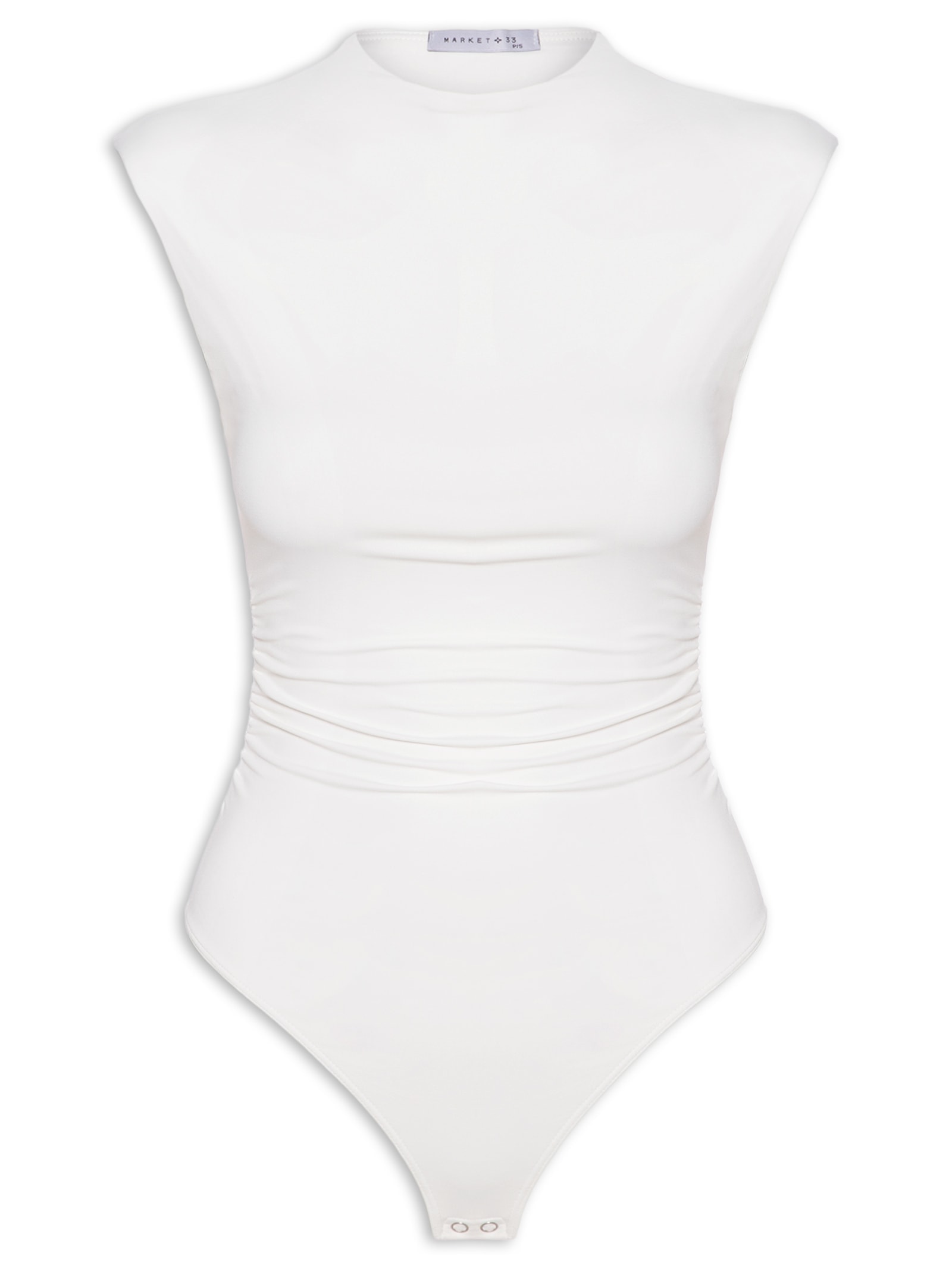 Body Feminino Em Malha Com Drapeados Laterais Off White Market 33