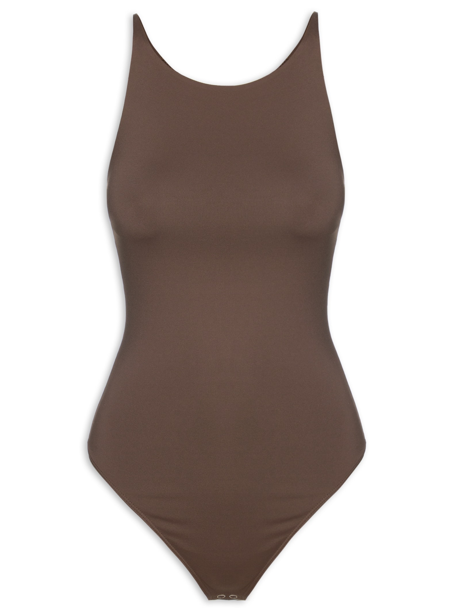 Body Feminino Em Malha Marrom Market 33