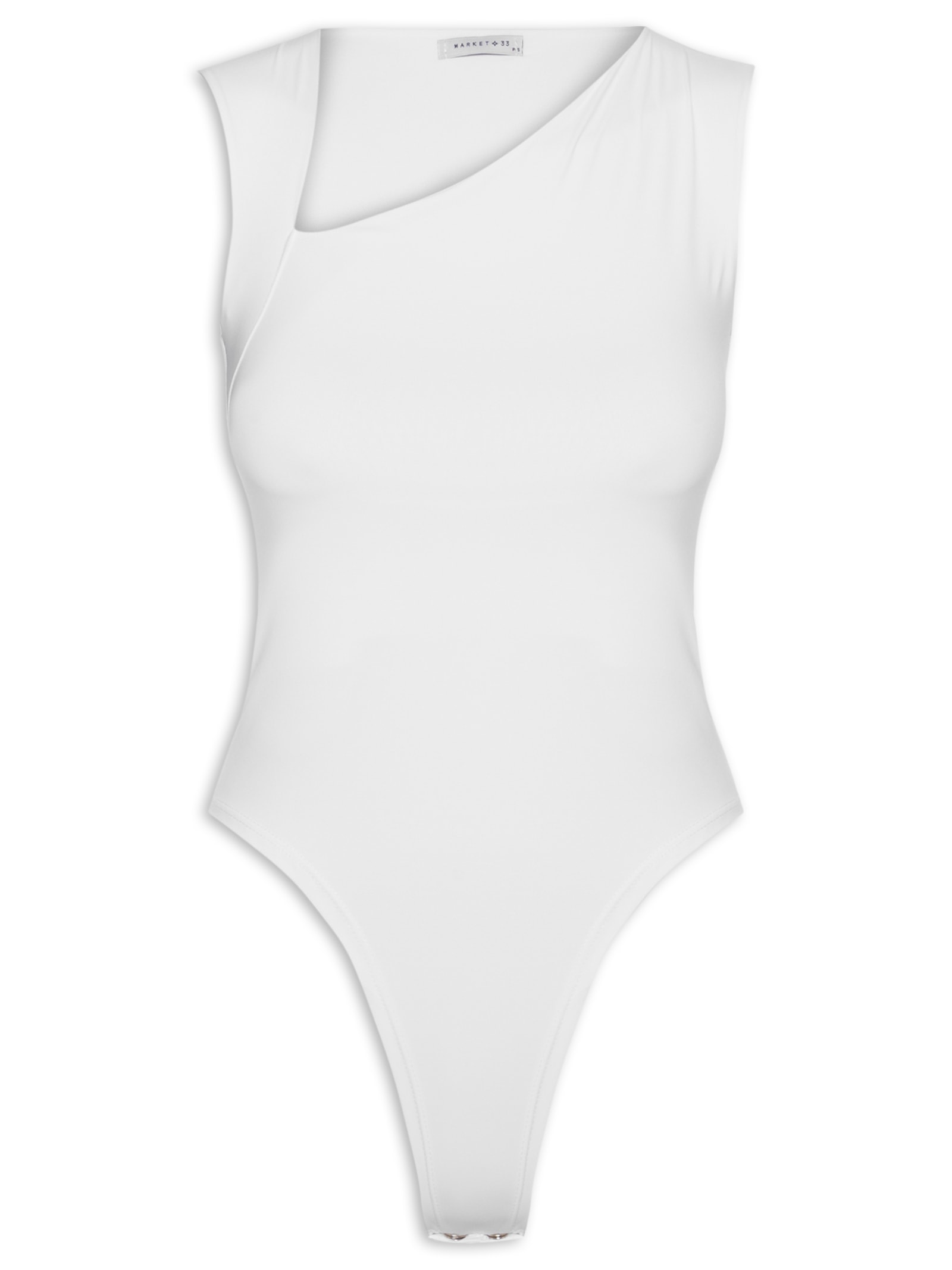 Body Feminino em Poliamida com Decote Assimétrico – Branco Market 33