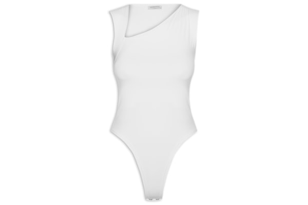 Body Feminino em Poliamida com Decote Assimétrico – Branco