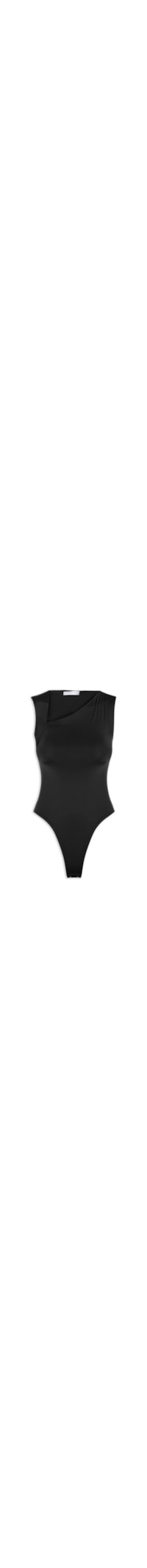 Body Feminino em Poliamida com Decote Assimétrico – Preto