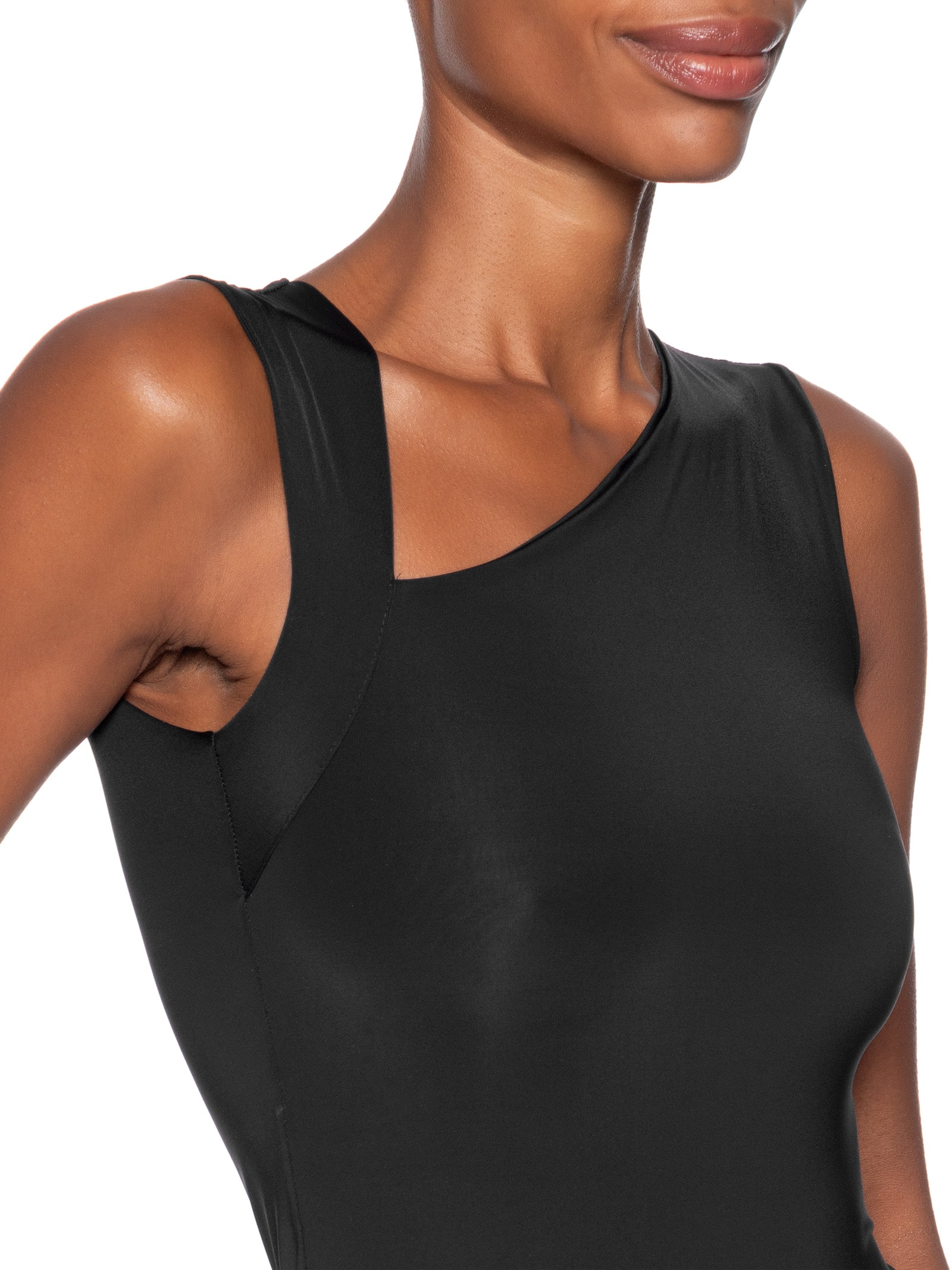 Body Feminino em Poliamida com Decote Assimétrico – Preto Market 33
