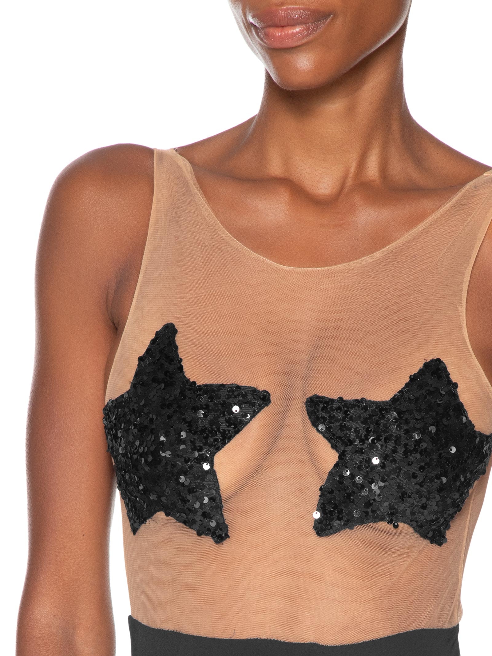 Body Feminino Estrela Preto Carnavália