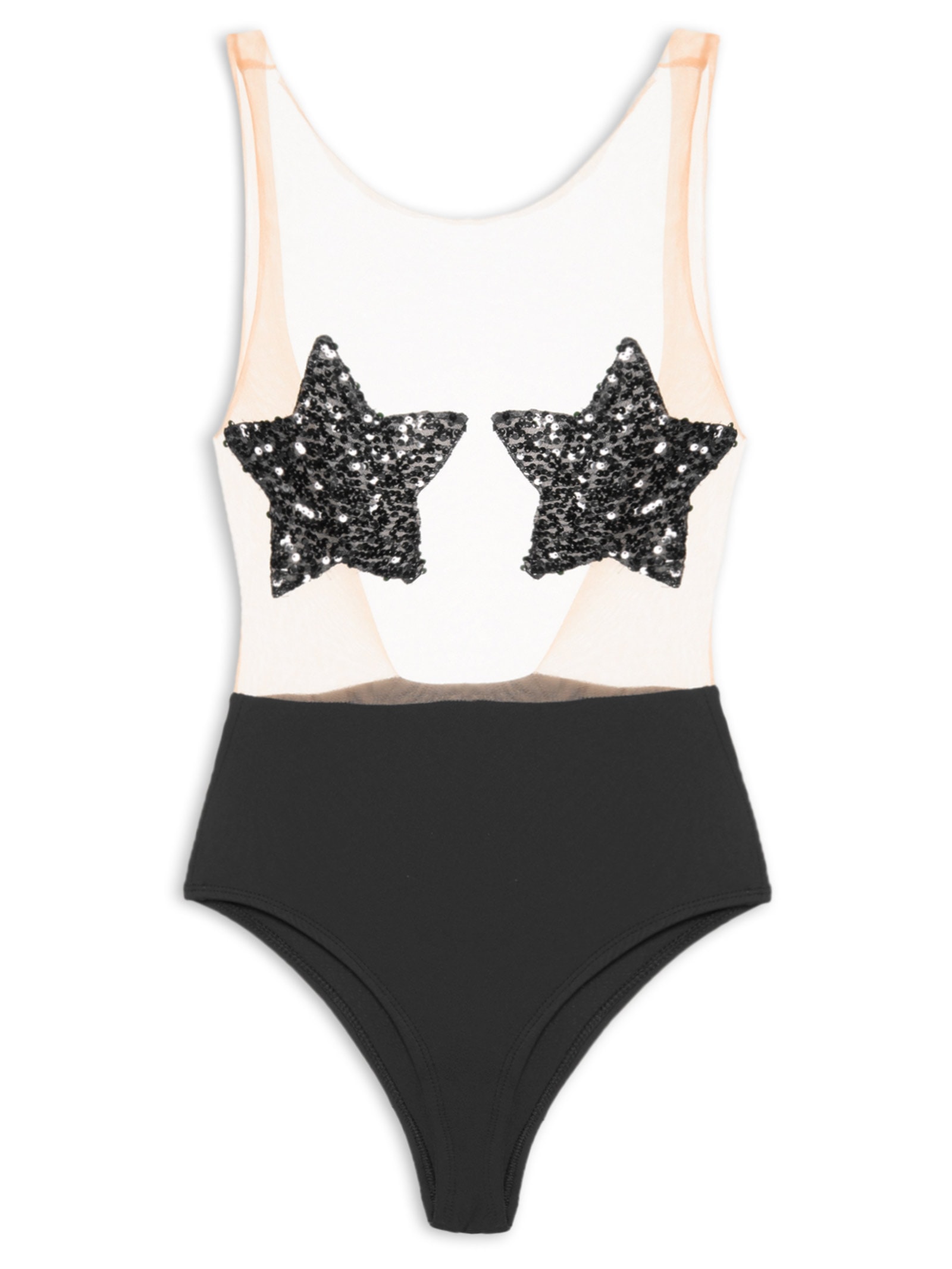 Body Feminino Estrela Preto Carnavália
