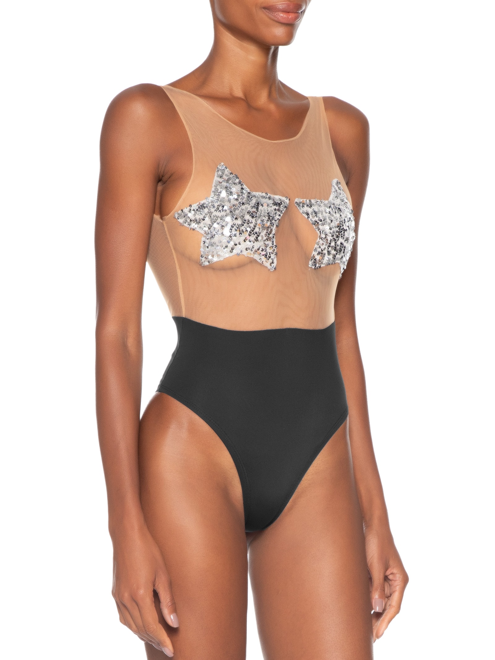 Body Feminino Estrela Preto Carnavália