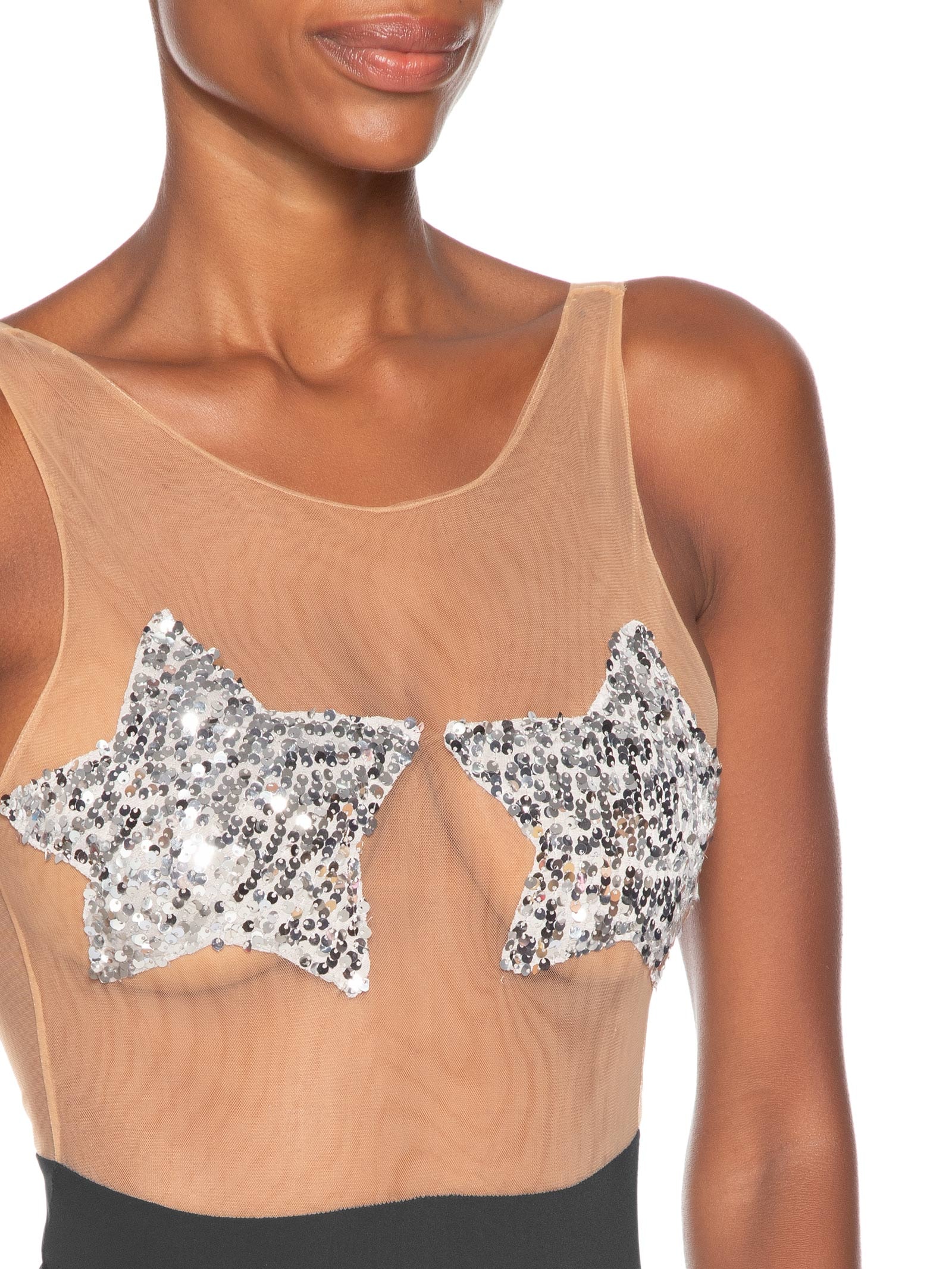 Body Feminino Estrela Preto Carnavália