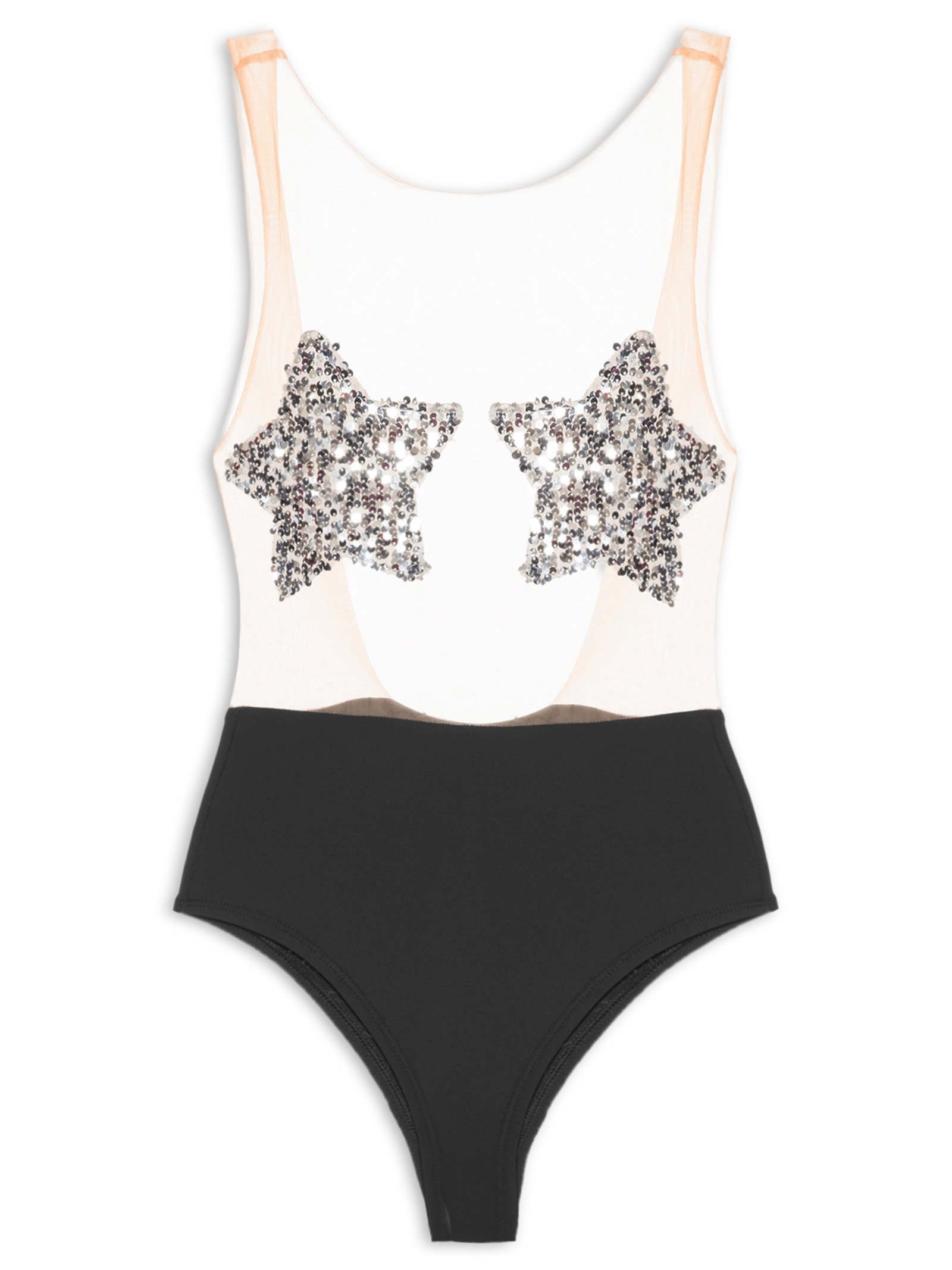 Body Feminino Estrela Preto Carnavália