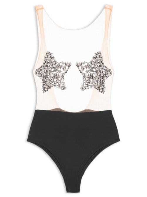 Body Feminino Estrela - Preto