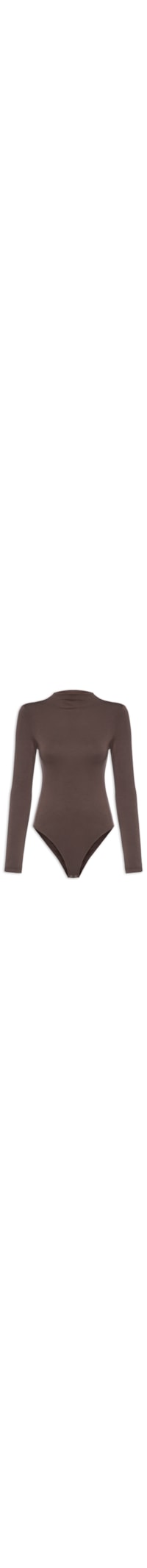 Body Feminino Gola Alta Manga Longa – Marrom