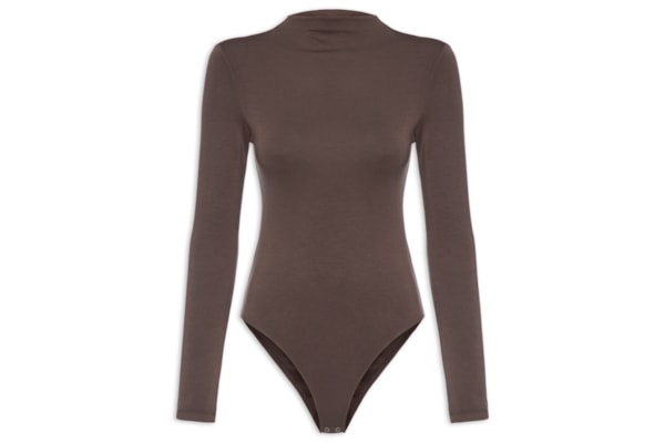 Body Feminino Gola Alta Manga Longa – Marrom