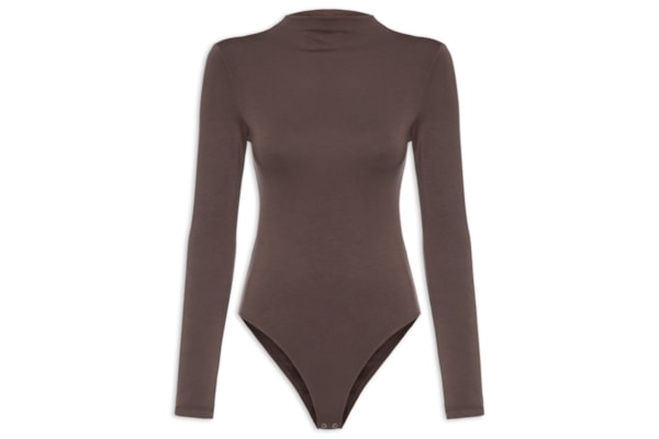 Body Feminino Gola Alta Manga Longa – Marrom