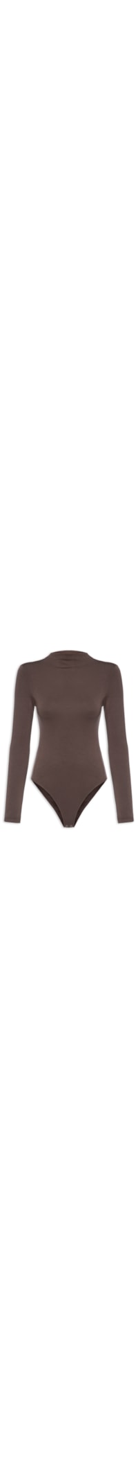 Body Feminino Gola Alta Manga Longa – Marrom