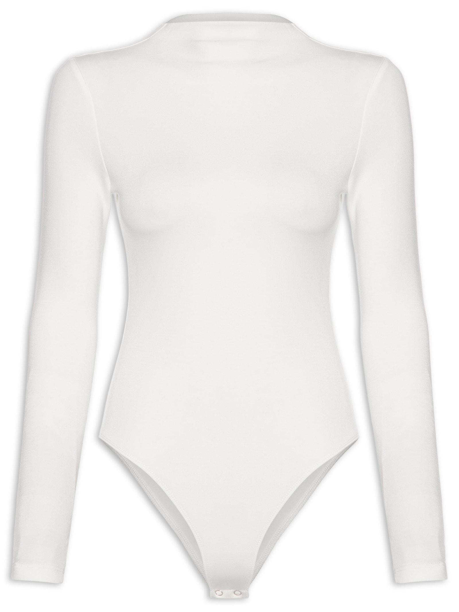 Body Feminino Gola Alta Manga Longa – Off White Basiq