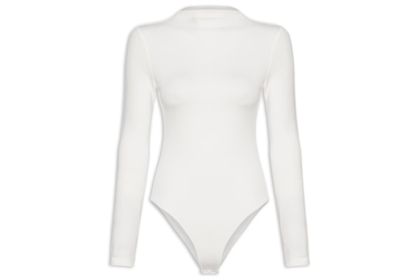 Body Feminino Gola Alta Manga Longa – Off White