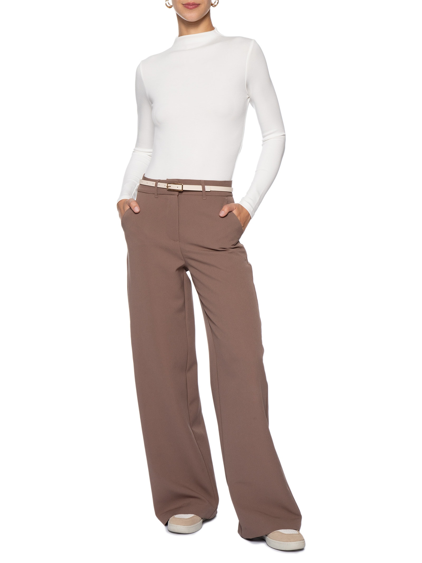 Body Feminino Gola Alta Manga Longa – Off White Basiq