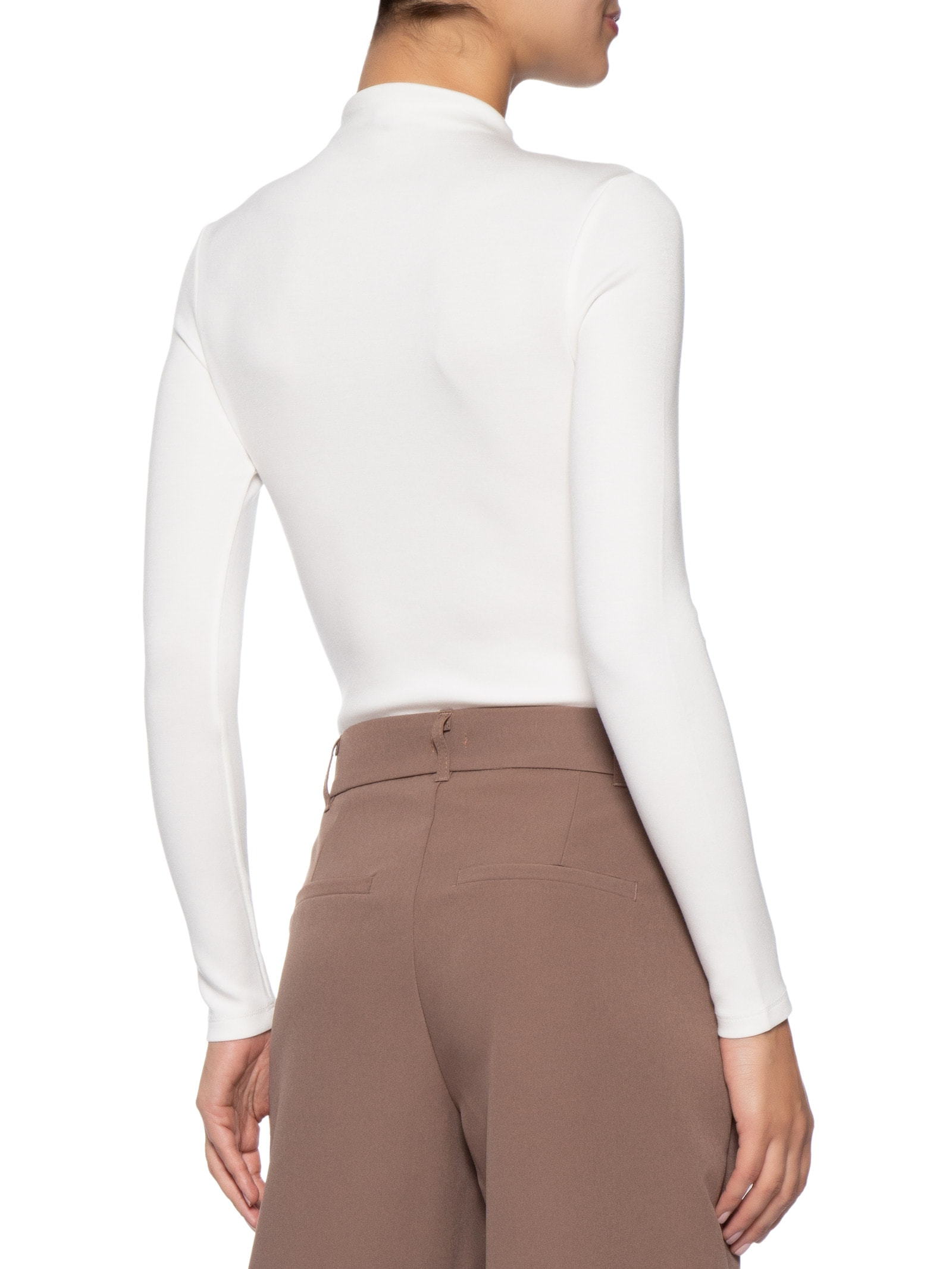 Body Feminino Gola Alta Manga Longa – Off White Basiq