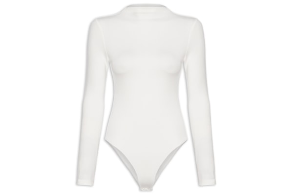Body Feminino Gola Alta Manga Longa – Off White