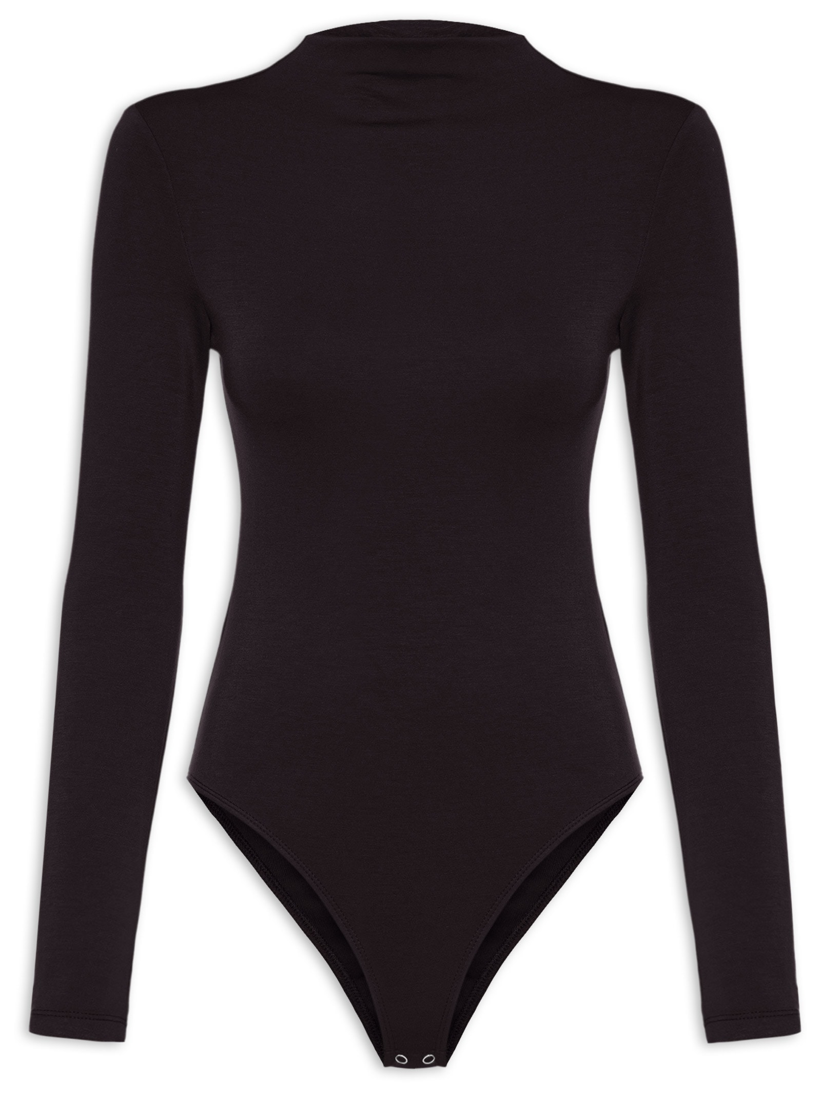 Body Feminino Gola Alta Manga Longa – Preto Basiq