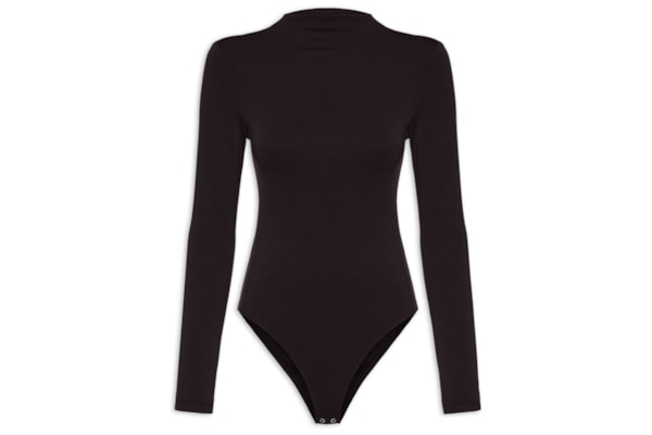 Body Feminino Gola Alta Manga Longa – Preto
