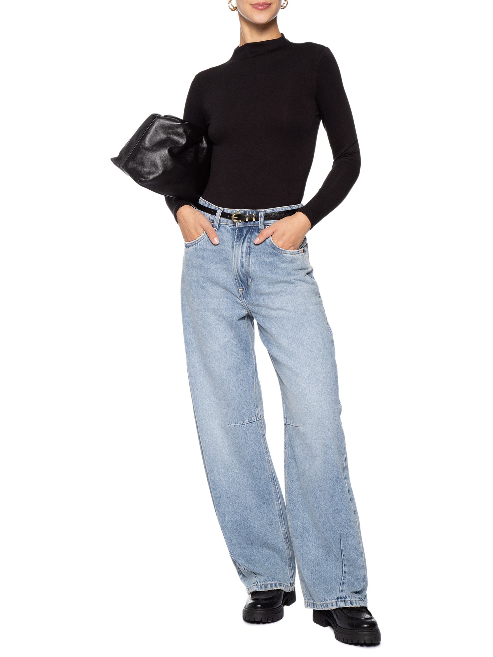 Body Feminino Gola Alta Manga Longa – Preto Basiq