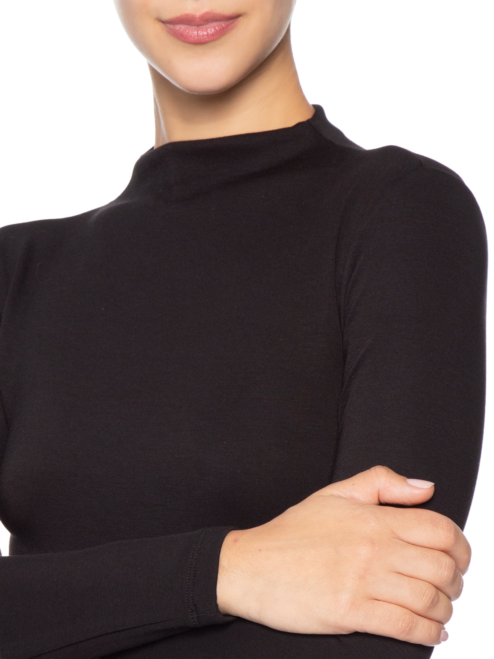 Body Feminino Gola Alta Manga Longa – Preto Basiq