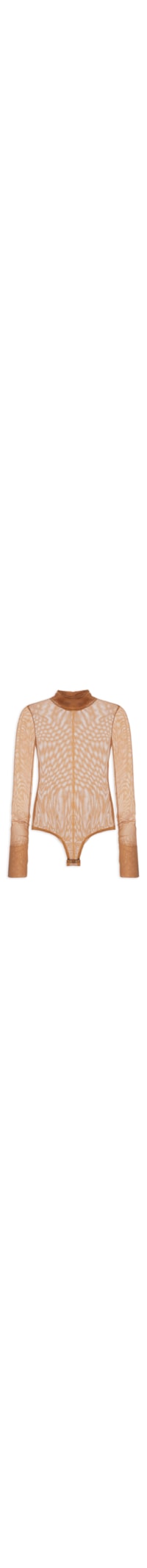 Body Feminino Manga Longa De Tule - Marrom