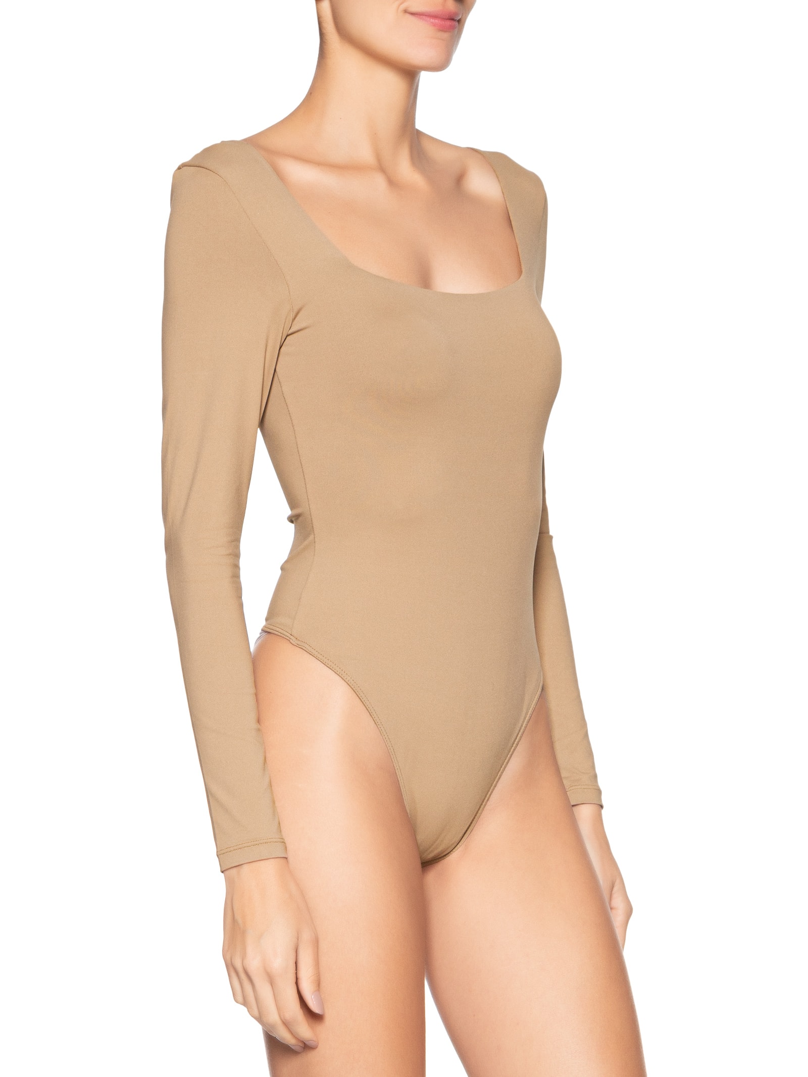 Body Feminino Manga Longa E Decote Quadrado Bege '2Essential