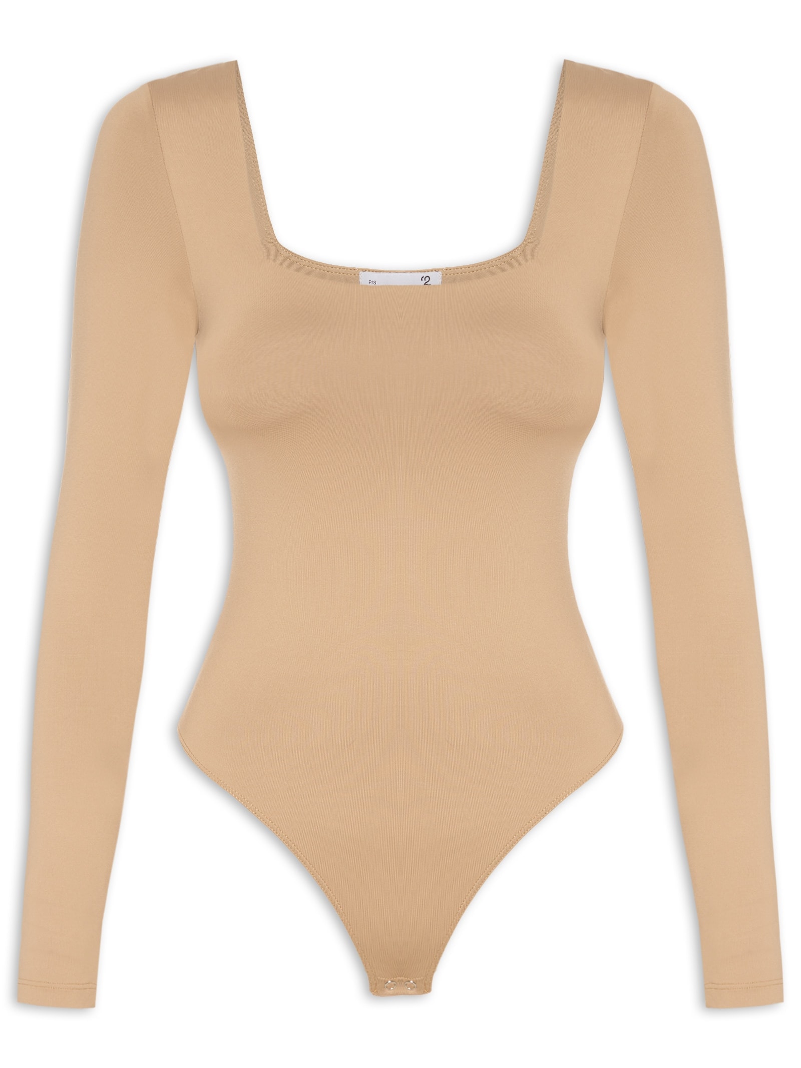 Body Feminino Manga Longa E Decote Quadrado Bege '2Essential