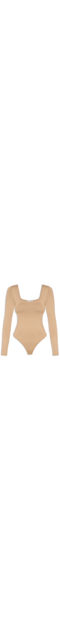 Body Feminino Manga Longa E Decote Quadrado - Bege