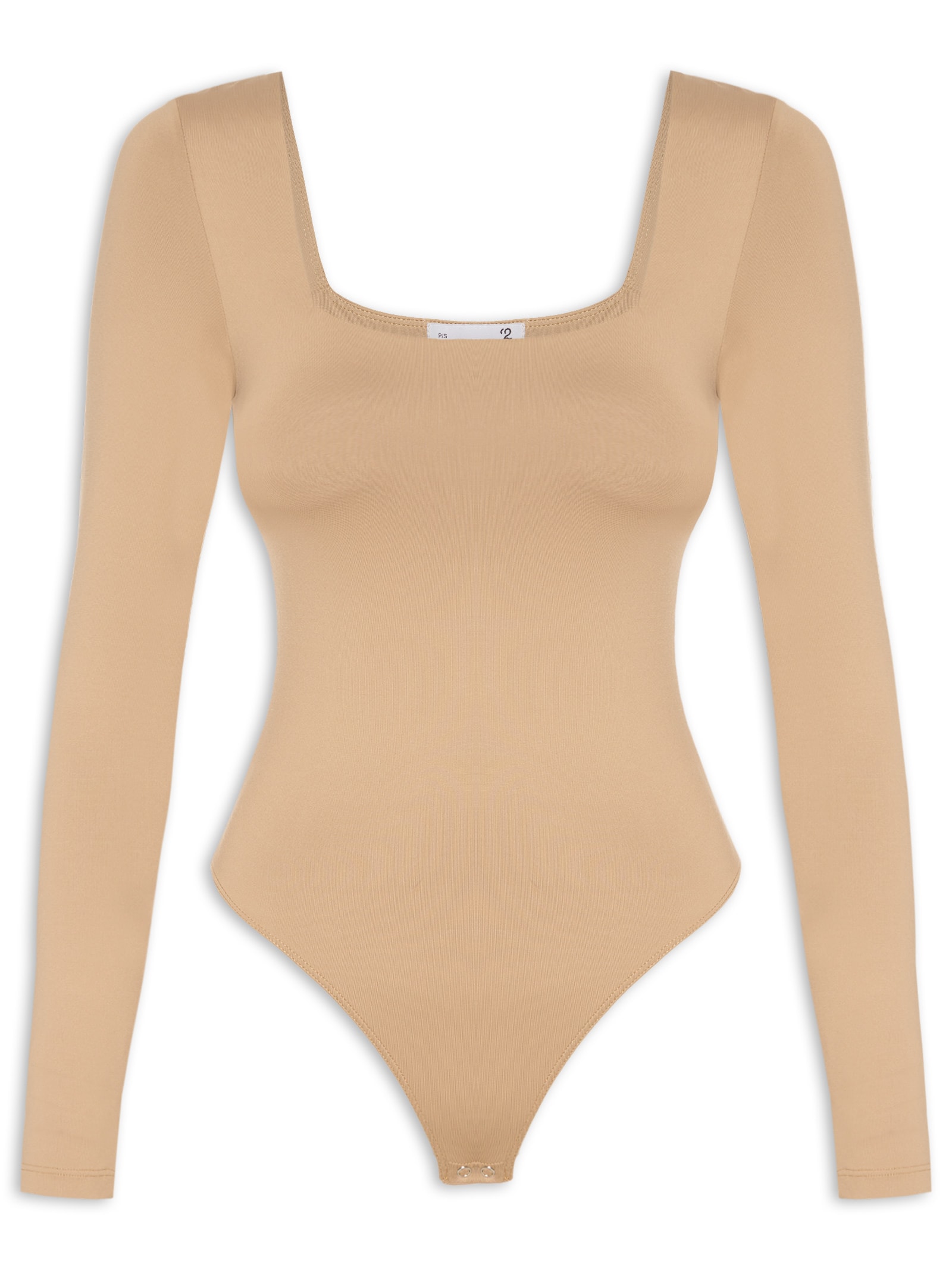 Body Feminino Manga Longa E Decote Quadrado Bege '2Essential