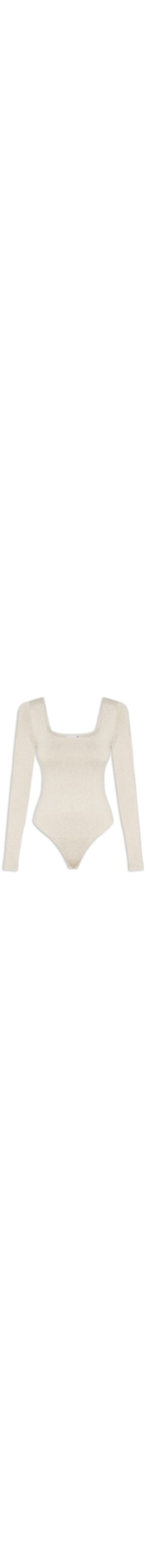 Body Feminino Manga Longa E Decote Quadrado - Bege