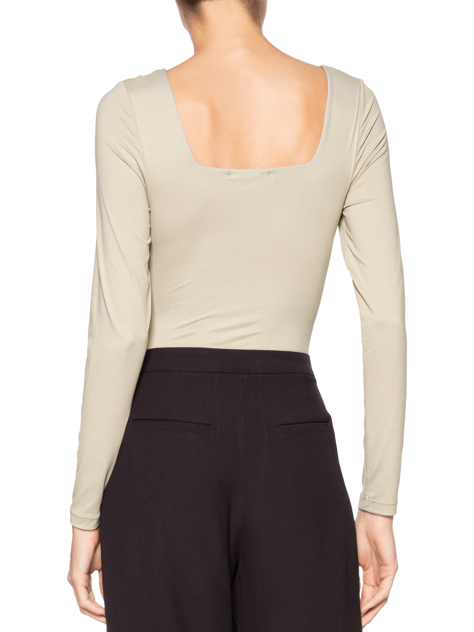 Body Feminino Manga Longa E Decote Quadrado Bege '2Essential
